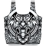 Tiger Illustration Vintage Border Frame Engraving With Retro Ornament Pattern Antique Rococo Style D Full Print Recycle Bag (XL) Front