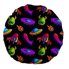 Space Pattern Large 18  Premium Flano Round Cushions by Pakemis