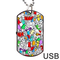 Graffit Characters Seamless Pattern Art Dog Tag Usb Flash (one Side) by Pakemis