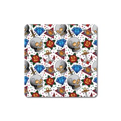 Full Color Flash Tattoo Patterns Square Magnet by Pakemis