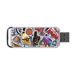 Vintage College Colorful Seamless Pattern Portable Usb Flash (one Side) by Pakemis
