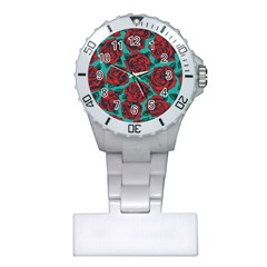 Vintage Floral Colorful Seamless Pattern Plastic Nurses Watch by Pakemis