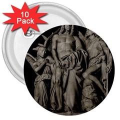 Catholic Motif Sculpture Over Black 3  Buttons (10 Pack)  by dflcprintsclothing