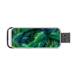 Tropical Green Leaves Background Portable Usb Flash (one Side) by Pakemis