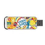 Colorful City Life Horizontal Seamless Pattern Urban City Portable USB Flash (One Side) Front