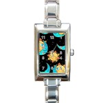 Seamless Pattern With Sun Moon Children Rectangle Italian Charm Watch Front