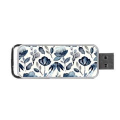 Indigo-watercolor-floral-seamless-pattern Portable Usb Flash (two Sides) by Pakemis