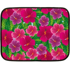 Background-cute-flowers-fuchsia-with-leaves Double Sided Fleece Blanket (mini) by Pakemis