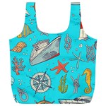 Colored-sketched-sea-elements-pattern-background-sea-life-animals-illustration Full Print Recycle Bag (XL) Front