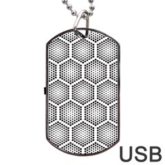 Halftone-tech-hexagons-seamless-pattern Dog Tag Usb Flash (two Sides) by Pakemis