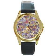 Floral Seamless Pattern With Flowers Vintage Background Colorful Illustration Round Gold Metal Watch by Pakemis