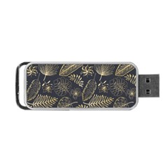 Elegant-pattern-with-golden-tropical-leaves Portable Usb Flash (two Sides) by Pakemis