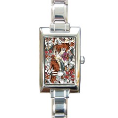 Natural-seamless-pattern-with-tiger-blooming-orchid Rectangle Italian Charm Watch by Pakemis