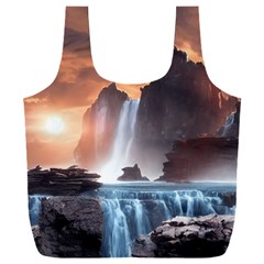 Water Waterfall Nature River Lake Planet Fantasy Full Print Recycle Bag (xxxl) by Uceng
