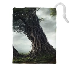 Trees Forest Woods Drawing Fantasy Dream Drawstring Pouch (4xl) by Uceng