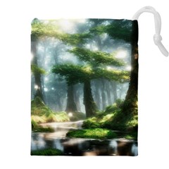 Forest Wood Nature Lake Swamp Water Trees Drawstring Pouch (4xl) by Uceng