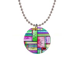 Colorful Pattern 1  Button Necklace by gasi