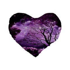 Violet Nature Standard 16  Premium Flano Heart Shape Cushions by Sparkle