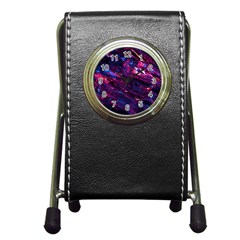Space Futuristic Shiny Abstraction Pen Holder Desk Clock by Pakemis