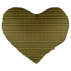 Golden Striped Decorative Pattern Large 19  Premium Flano Heart Shape Cushions by dflcprintsclothing