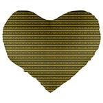 Golden Striped Decorative Pattern Large 19  Premium Flano Heart Shape Cushions Back