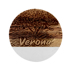 Colorful Verona Olive Tree Marble Wood Coaster (round) by ConteMonfrey