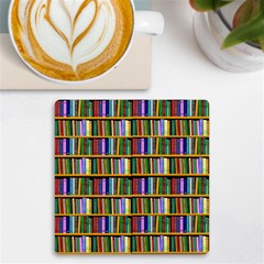 Books On A Shelf Uv Print Square Tile Coaster  by TetiBright