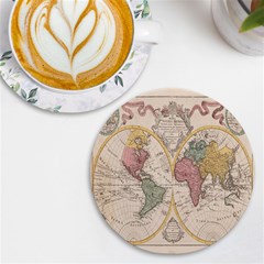 Mapa Mundi 1775 Uv Print Round Tile Coaster by ConteMonfrey