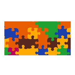Retro Colors Puzzle Pieces                                                                       Satin Wrap by LalyLauraFLM