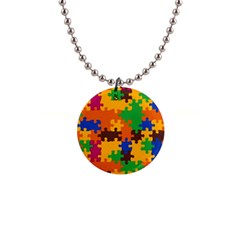 Retro Colors Puzzle Pieces                                                                        1  Button Necklace by LalyLauraFLM