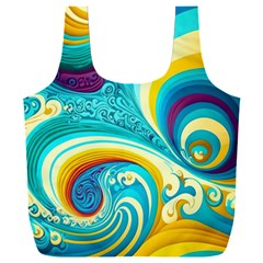 Waves Ocean Sea Abstract Whimsical Full Print Recycle Bag (xxl) by Jancukart