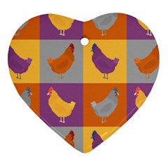 Chickens Pixel Pattern - Version 1a Ornament (heart) by wagnerps