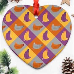 Chickens Pixel Pattern - Version 1b Ornament (heart) by wagnerps