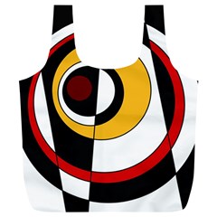 Circles And Lines Abstraction 73 Red Amber  Full Print Recycle Bag (xl) by Mazipoodles