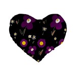 Daisy Chain Purple Standard 16  Premium Flano Heart Shape Cushions Front