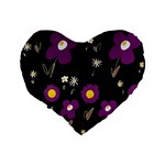 Daisy Chain Purple Standard 16  Premium Flano Heart Shape Cushions Back
