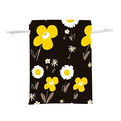 Daisy Flowers White Yellow Brown Black Lightweight Drawstring Pouch (s) by Mazipoodles