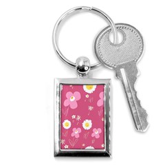 Daisy Flowers Pink White Yellow Dusty Pink Key Chain (rectangle) by Mazipoodles