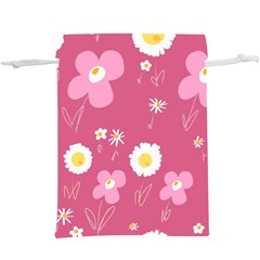 Daisy Flowers Pink White Yellow Dusty Pink Lightweight Drawstring Pouch (xl) by Mazipoodles