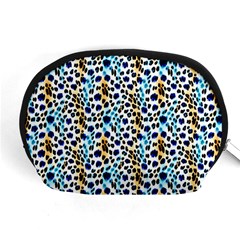 Blue Beige Leopard Accessory Pouch (medium) by DinkovaArt