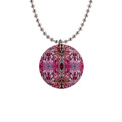Fuchsia Funky Repeats I 1  Button Necklace by kaleidomarblingart