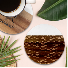 Purple Scales! Marble Wood Coaster (round) by fructosebat