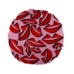 Lips 3 Standard 15  Premium Flano Round Cushions by Mazipoodles