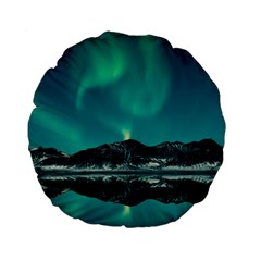 Blue And Green Sky And Mountain Standard 15  Premium Flano Round Cushions by Jancukart