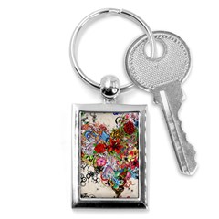 Romantic Cotton Pattern Wallpaper Texture Design Art Key Chain (rectangle) by Jancukart
