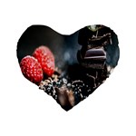 chocolate dark Standard 16  Premium Flano Heart Shape Cushions Back
