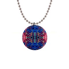 Cobalt Arabesque 1  Button Necklace by kaleidomarblingart