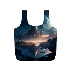 Space Planet Universe Galaxy Moon Full Print Recycle Bag (s) by Ravend