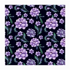 Elegant Purple Pink Peonies In Dark Blue Background Medium Glasses Cloth by augustinet