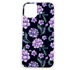 Elegant Purple Pink Peonies In Dark Blue Background Iphone 12 Pro Max Tpu Uv Print Case by augustinet